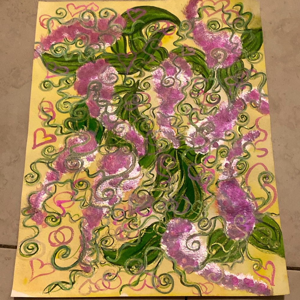 Unframed Original Art Watercolour & Acrylic Painting Lilac Abstract Dream Art